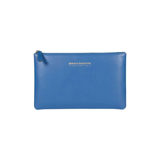RB1090CH | Busta Necessaire Made in Italy in Vera Pelle Liscia Opaca. Colore Royal Blu