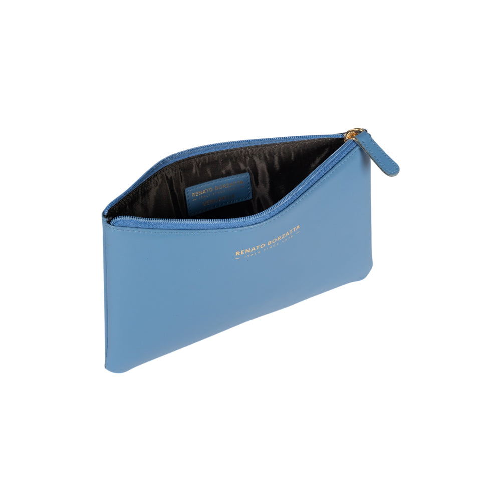 RB1090CP | Busta Necessaire Made in Italy in Vera Pelle Liscia Opaca. Colore Glicine