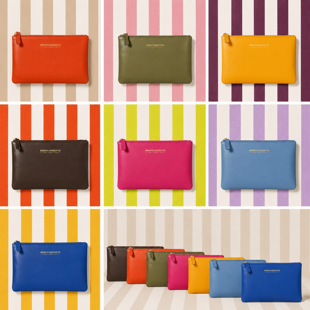 RB1090CP | Busta Necessaire Made in Italy in Vera Pelle Liscia Opaca. Colore Glicine