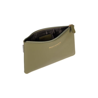 RB1090E | Busta Necessaire Made in Italy in Vera Pelle Liscia Opaca. Colore Verde