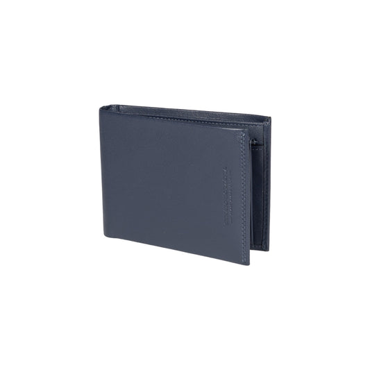 K10203DB | Men's wallet in genuine full grain leather, with light grain. Blue colour. Coin pocket. Dimensions when closed: 12.5 x 9.3 x 1 cm. Packaging: Rigid bottom/lid gift box