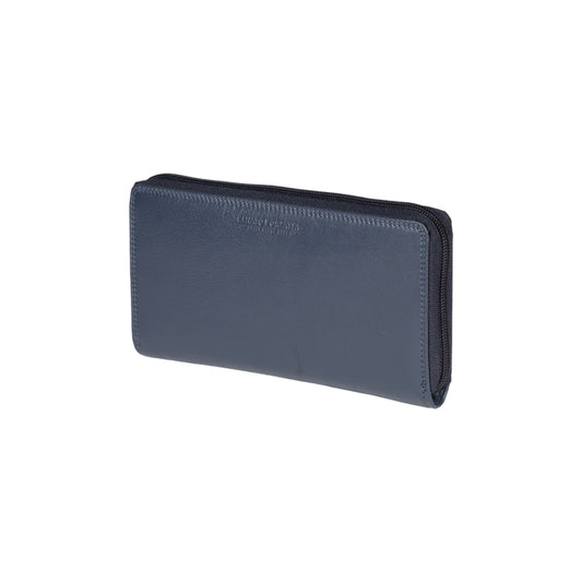 K10203DB | Men's wallet in genuine full grain leather, with light grain. Blue colour. Coin pocket. Dimensions when closed: 12.5 x 9.3 x 1 cm. Packaging: Rigid bottom/lid gift box