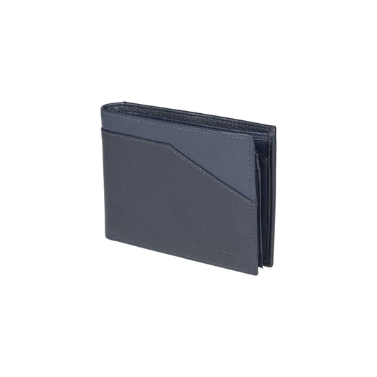 K10203DB | Men's wallet in genuine full grain leather, with light grain. Blue colour. Coin pocket. Dimensions when closed: 12.5 x 9.3 x 1 cm. Packaging: Rigid bottom/lid gift box