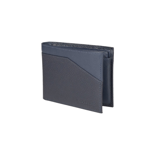 K10203DB | Men's wallet in genuine full grain leather, with light grain. Blue colour. Coin pocket. Dimensions when closed: 12.5 x 9.3 x 1 cm. Packaging: Rigid bottom/lid gift box