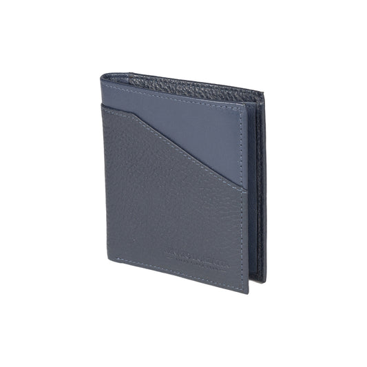 K10203DB | Men's wallet in genuine full grain leather, with light grain. Blue colour. Coin pocket. Dimensions when closed: 12.5 x 9.3 x 1 cm. Packaging: Rigid bottom/lid gift box