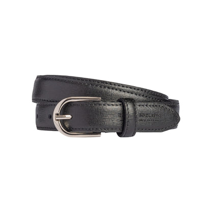 RB4016A | Cintura Donna Made in Italy in Vera Pelle Saffiano. Fibbia in finitura Argento Lucido. Colore Nero. Dimensioni: cm 115 x 2,5 x 0,5 (giro vita cm 100)