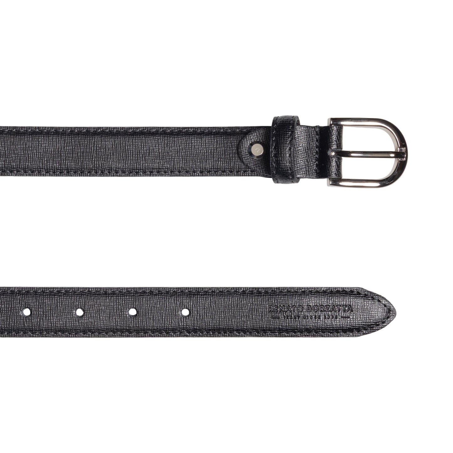 RB4016A | Cintura Donna Made in Italy in Vera Pelle Saffiano. Fibbia in finitura Argento Lucido. Colore Nero. Dimensioni: cm 115 x 2,5 x 0,5 (giro vita cm 100)