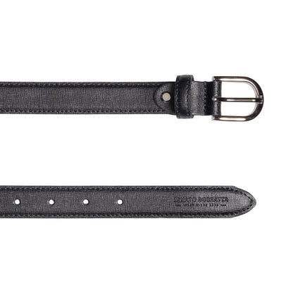 RB4016A | Cintura Donna Made in Italy in Vera Pelle Saffiano. Fibbia in finitura Argento Lucido. Colore Nero. Dimensioni: cm 115 x 2,5 x 0,5 (giro vita cm 100)