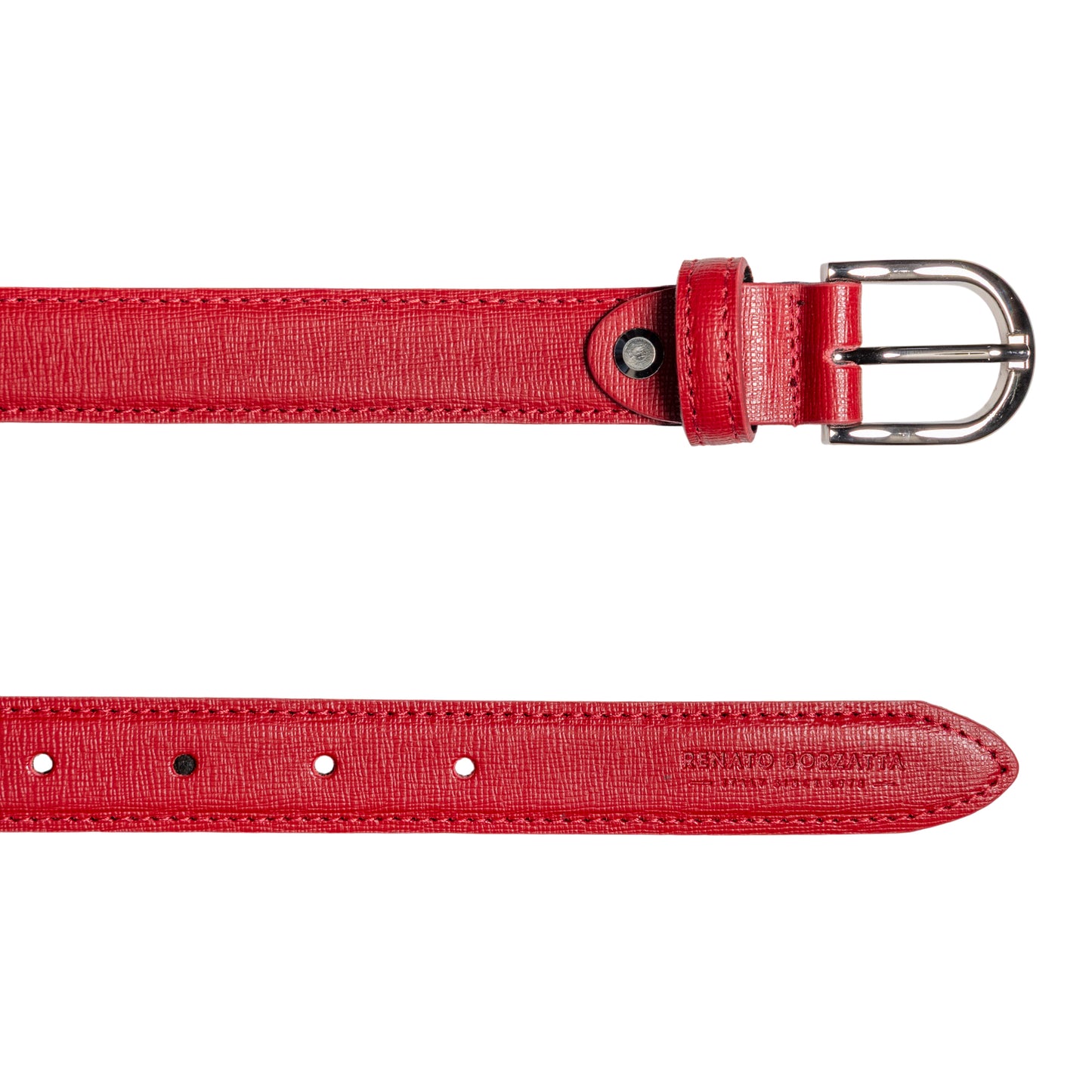 RB4016V | Cintura Donna Made in Italy in Vera Pelle Saffiano. Fibbia in finitura Argento Lucido. Colore Rosso. Dimensioni: cm 115 x 2,5 x 0,5 (giro vita cm 100)