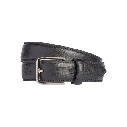 RB4017A | Cintura Donna Made in Italy in Vera Pelle Saffiano. Fibbia in finitura Argento Lucido. Colore Nero. Dimensioni: cm 115 x 3,0 x 0,5 (giro vita cm 100)