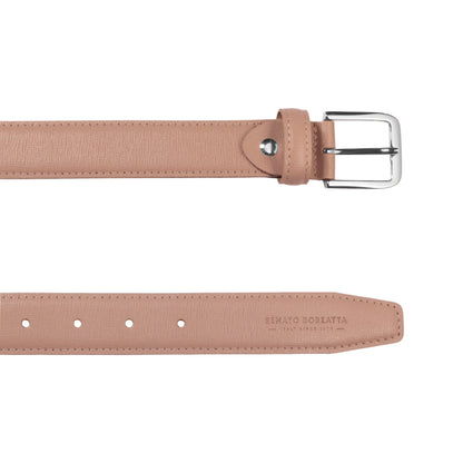 RB4017AU | Cintura Donna Made in Italy in Vera Pelle Saffiano. Colore Cipria