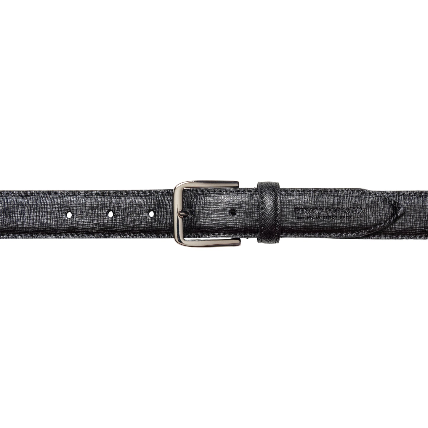 RB4017A | Cintura Donna Made in Italy in Vera Pelle Saffiano. Fibbia in finitura Argento Lucido. Colore Nero. Dimensioni: cm 115 x 3,0 x 0,5 (giro vita cm 100)