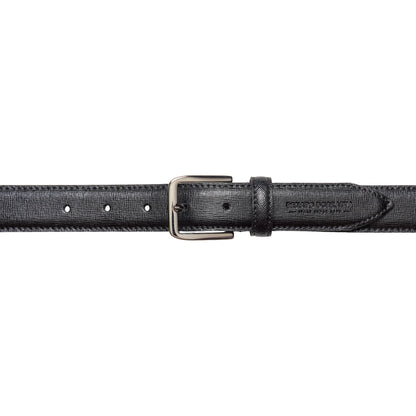 RB4017A | Cintura Donna Made in Italy in Vera Pelle Saffiano. Fibbia in finitura Argento Lucido. Colore Nero. Dimensioni: cm 115 x 3,0 x 0,5 (giro vita cm 100)