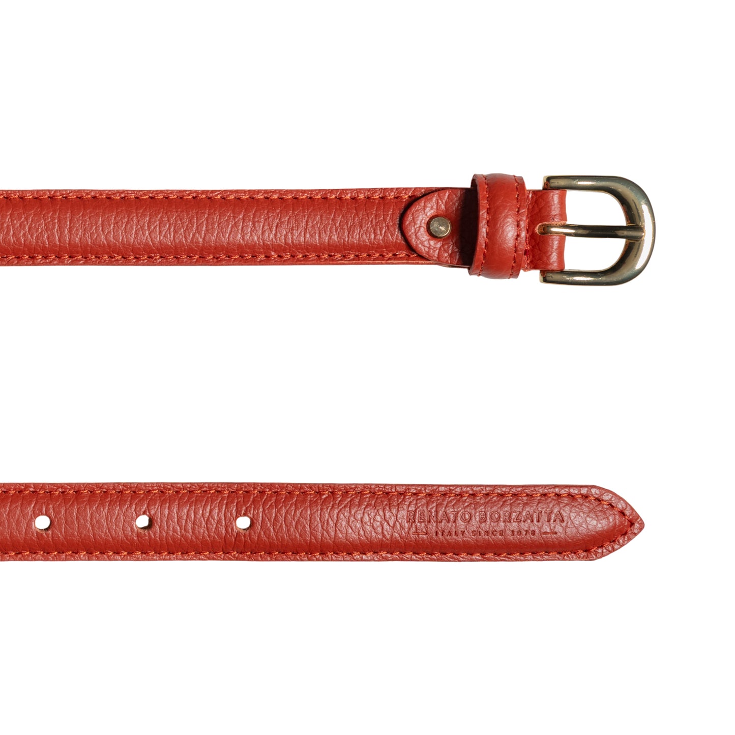 RB4021AM | Cintura Donna Made in Italy in Vera Pelle grana Dollaro. Fibbia in finitura Oro Lucido. Colore Paprika. Dimensioni: cm 115 x 2,0 x 0,5 (giro vita cm 100)