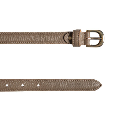 RB4021AQ | Cintura Donna Made in Italy in Vera Pelle grana Dollaro. Fibbia in finitura Oro Lucido. Colore Taupe. Dimensioni: cm 115 x 2,0 x 0,5 (giro vita cm 100)