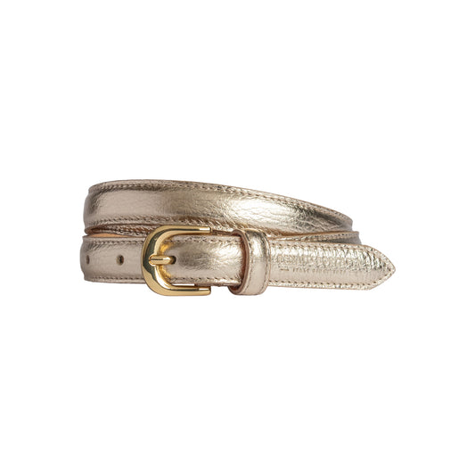 RB4021AS | Cintura Donna Made in Italy in Vera Pelle grana Dollaro. Fibbia in finitura Oro Lucido. Colore Oro. Dimensioni: cm 115 x 2,0 x 0,5 (giro vita cm 100)