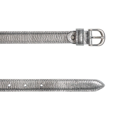 RB4021AY | Cintura Donna Made in Italy in Vera Pelle grana Dollaro. Fibbia in finitura Argento Lucido. Colore Canna di Fucile. Dimensioni: cm 115 x 2,0 x 0,5 (giro vita cm 100)