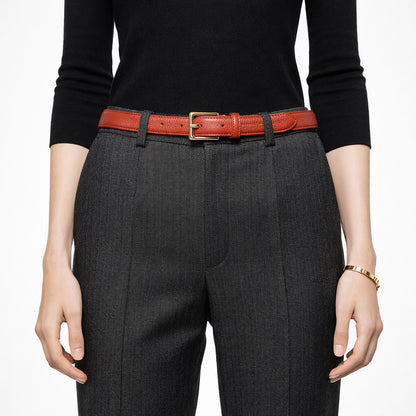 RB4022AM | Cintura Donna Made in Italy in Vera Pelle grana Dollaro. Fibbia in finitura Oro Lucido. Colore Paprika. Dimensioni: cm 115 x 2,5 x 0,5 (giro vita cm 100)