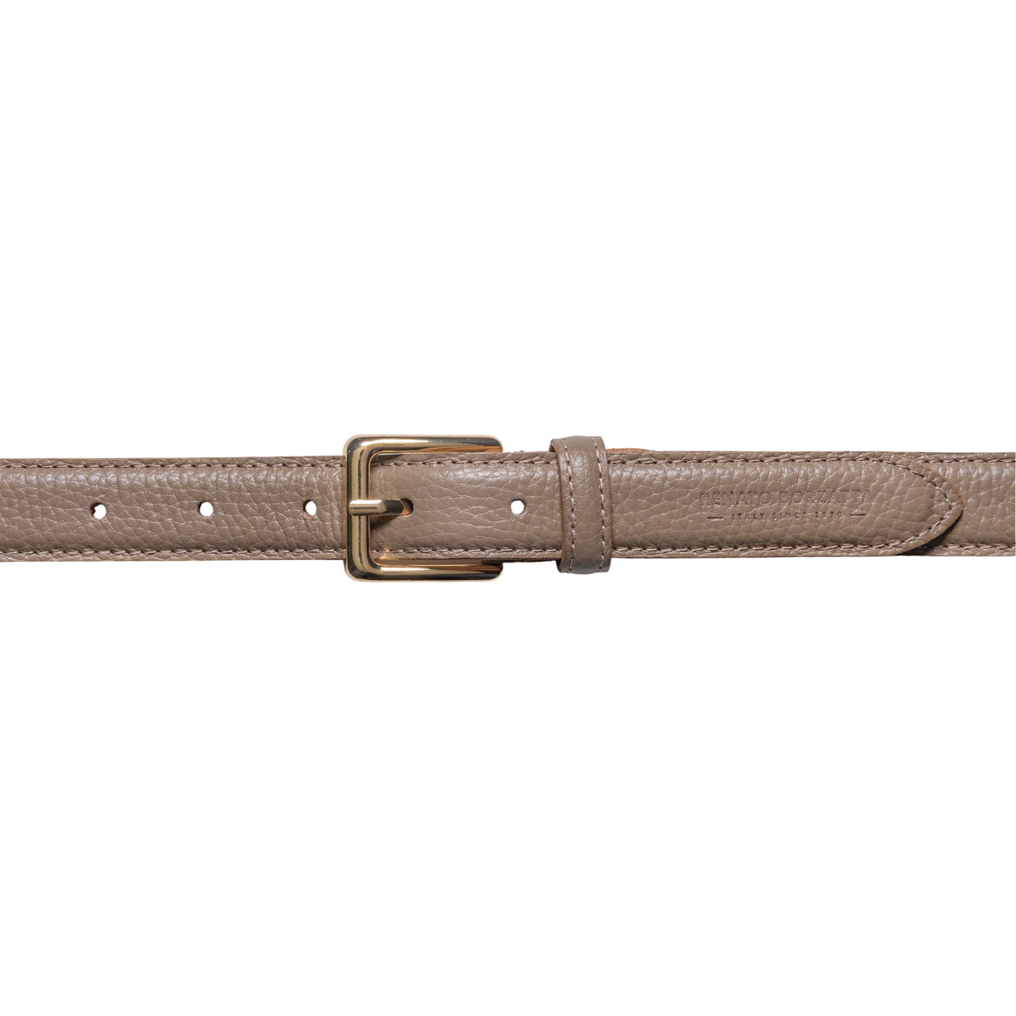 RB4022AQ | Cintura Donna Made in Italy in Vera Pelle grana Dollaro. Fibbia in finitura Oro Lucido. Colore Taupe. Dimensioni: cm 115 x 2,5 x 0,5 (giro vita cm 100)
