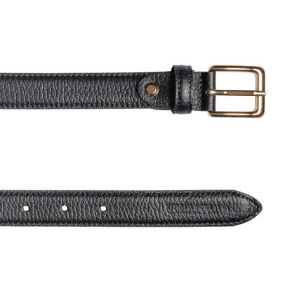 RB4022A | Cintura Donna Made in Italy in Vera Pelle grana Dollaro. Fibbia in finitura Oro Lucido. Colore Nero. Dimensioni: cm 115 x 2,5 x 0,5 (giro vita cm 100)