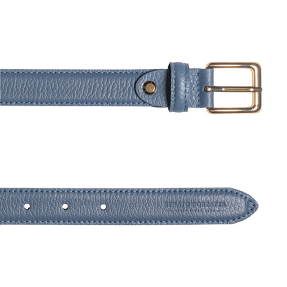 RB4022P | Cintura Donna Made in Italy in Vera Pelle grana Dollaro. Fibbia in finitura Oro Lucido. Colore Avio. Dimensioni: cm 115 x 2,5 x 0,5 (giro vita cm 100)