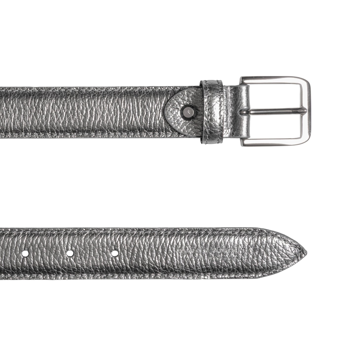 RB4023AY | Cintura Donna Made in Italy in Vera Pelle grana Dollaro. Fibbia in finitura Argento Lucido. Colore Canna di Fucile. Dimensioni: cm 115 x 3,0 x 0,5 (giro vita cm 100)