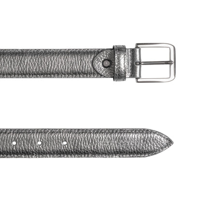 RB4023AY | Cintura Donna Made in Italy in Vera Pelle grana Dollaro. Fibbia in finitura Argento Lucido. Colore Canna di Fucile. Dimensioni: cm 115 x 3,0 x 0,5 (giro vita cm 100)