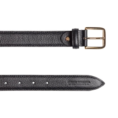 RB4023A | Cintura Donna Made in Italy in Vera Pelle grana Dollaro. Fibbia in finitura Oro Lucido. Colore Nero. Dimensioni: cm 115 x 3,0 x 0,5 (giro vita cm 100)