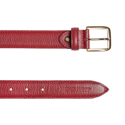RB4023Q | Cintura Donna Made in Italy in Vera Pelle grana Dollaro. Fibbia in finitura Oro Lucido. Colore Rubino. Dimensioni: cm 115 x 3,0 x 0,5 (giro vita cm 100)