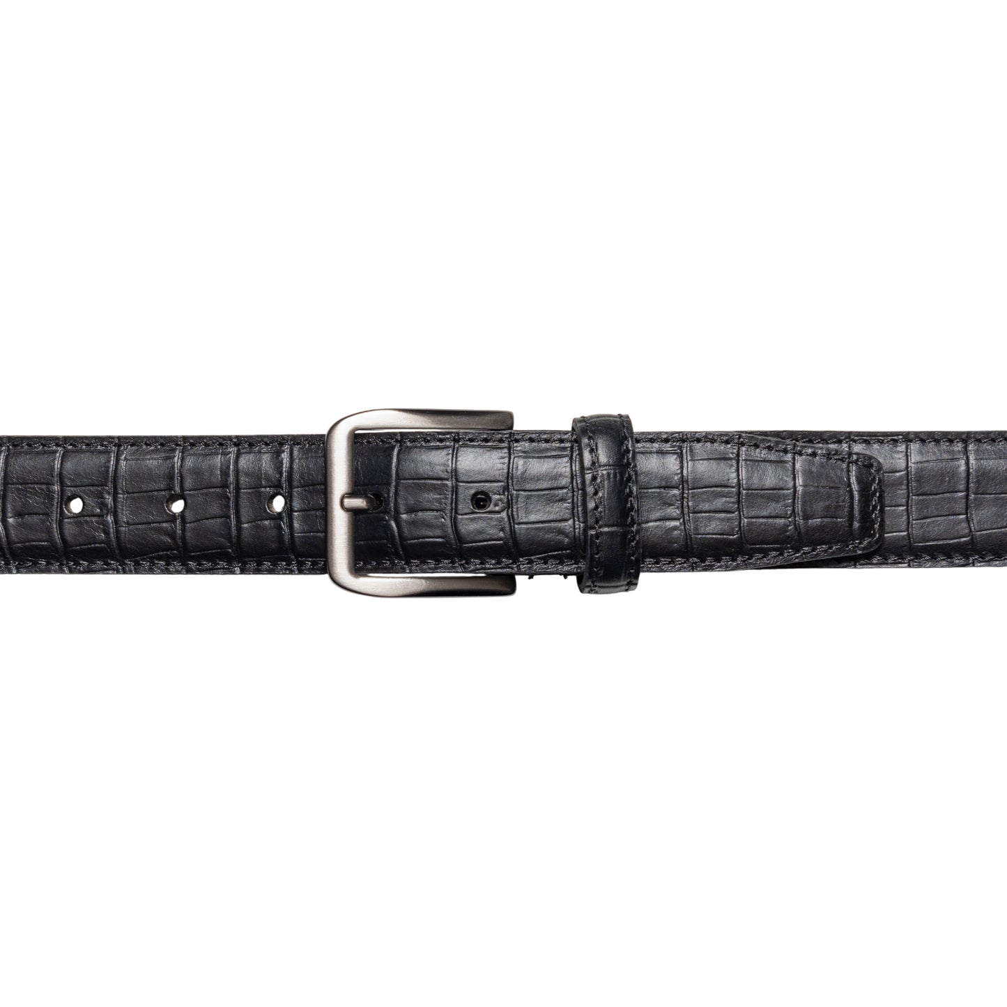 RB4024A | Cintura Uomo Made in Italy in Vera Pelle Pieno Fiore stampata Cocco. Fibbia in finitura Canna di Fucile Satinato. Colore Nero. Dimensioni: cm 125 x 3,5 x 0,5 (giro vita cm 110)