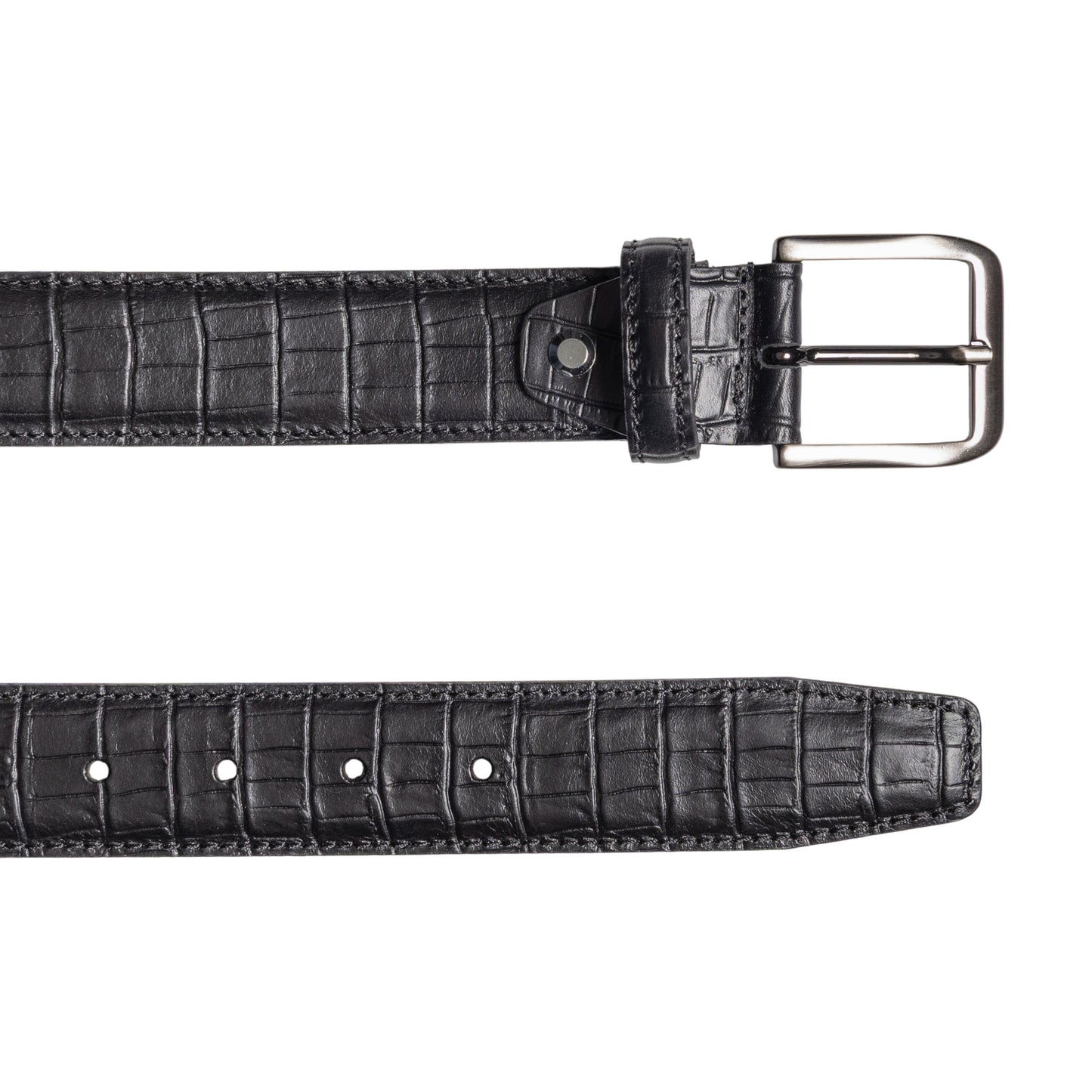 RB4024A | Cintura Uomo Made in Italy in Vera Pelle Pieno Fiore stampata Cocco. Fibbia in finitura Canna di Fucile Satinato. Colore Nero. Dimensioni: cm 125 x 3,5 x 0,5 (giro vita cm 110)