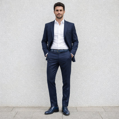 RB4025D | Cintura Uomo Made in Italy in Vero Cuoio Conciato al Vegetale. Fibbia in finitura Canna di Fucile Satinato. Colore Blu. Dimensioni: cm 125 x 3,5 x 0,5 (giro vita cm 110)