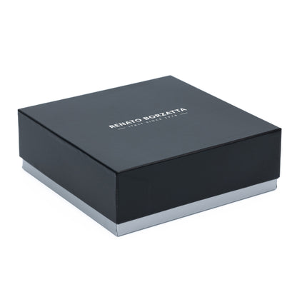 RB4025D | Cintura Uomo Made in Italy in Vero Cuoio Conciato al Vegetale. Fibbia in finitura Canna di Fucile Satinato. Colore Blu. Dimensioni: cm 125 x 3,5 x 0,5 (giro vita cm 110)