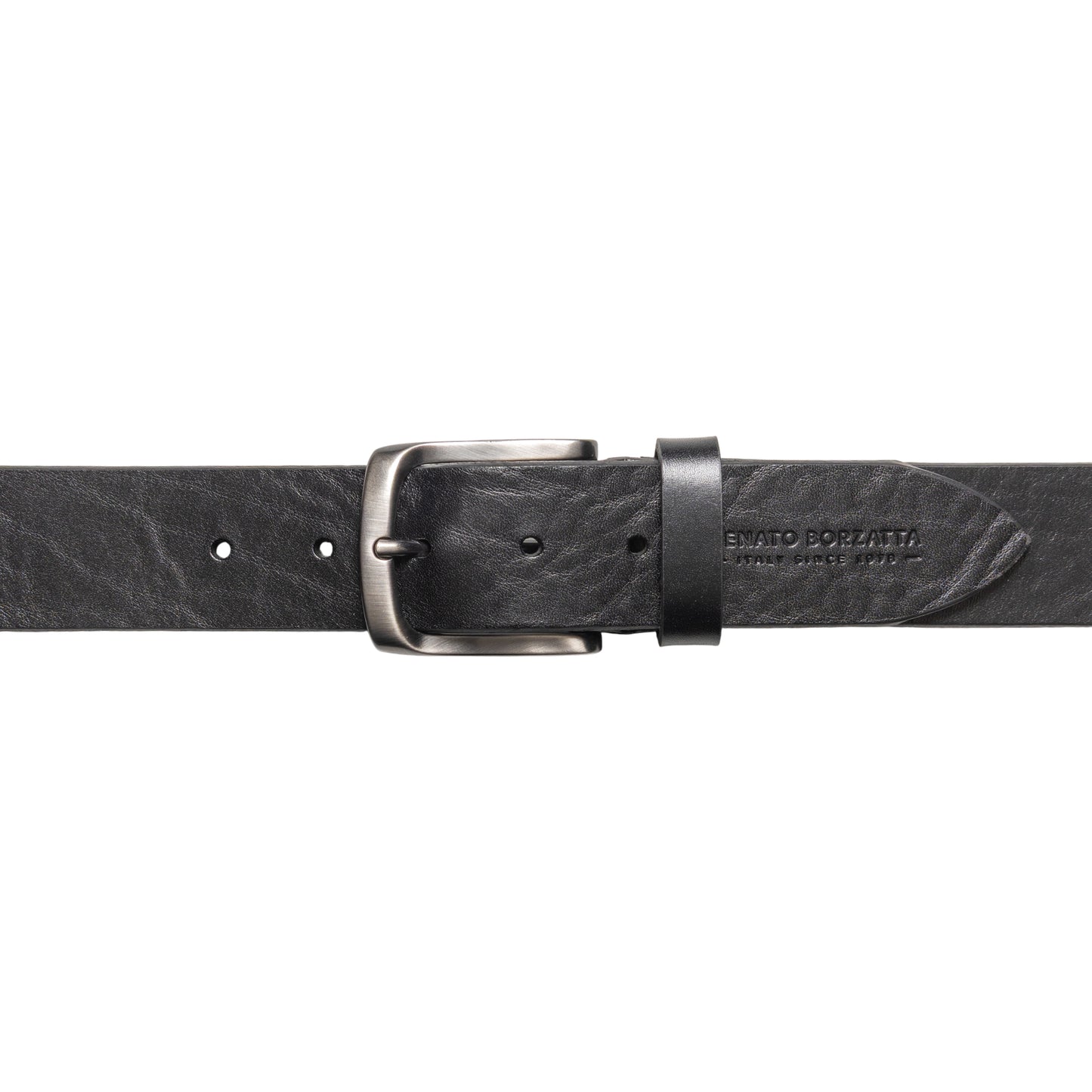 RB4027A | Cintura Uomo Made in Italy in Vero Cuoio Conciato al Vegetale. Fibbia in finitura Canna di Fucile Satinato. Colore Nero. Dimensioni: cm 125 x 4,0 x 0,5 (giro vita cm 110)