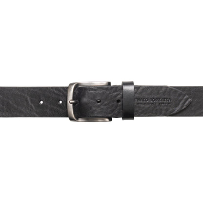 RB4027A | Cintura Uomo Made in Italy in Vero Cuoio Conciato al Vegetale. Fibbia in finitura Canna di Fucile Satinato. Colore Nero. Dimensioni: cm 125 x 4,0 x 0,5 (giro vita cm 110)