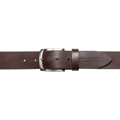 RB4027B | Cintura Uomo Made in Italy in Vero Cuoio Conciato al Vegetale. Fibbia in finitura Canna di Fucile Satinato. Colore Testa Moro. Dimensioni: cm 125 x 4,0 x 0,5 (giro vita cm 110)