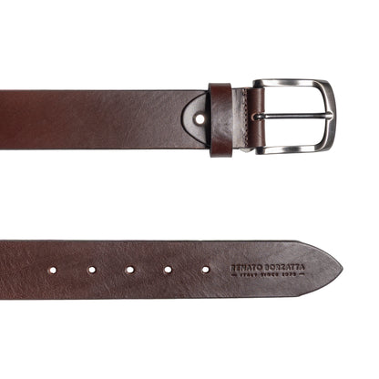 RB4027B | Cintura Uomo Made in Italy in Vero Cuoio Conciato al Vegetale. Fibbia in finitura Canna di Fucile Satinato. Colore Testa Moro. Dimensioni: cm 125 x 4,0 x 0,5 (giro vita cm 110)