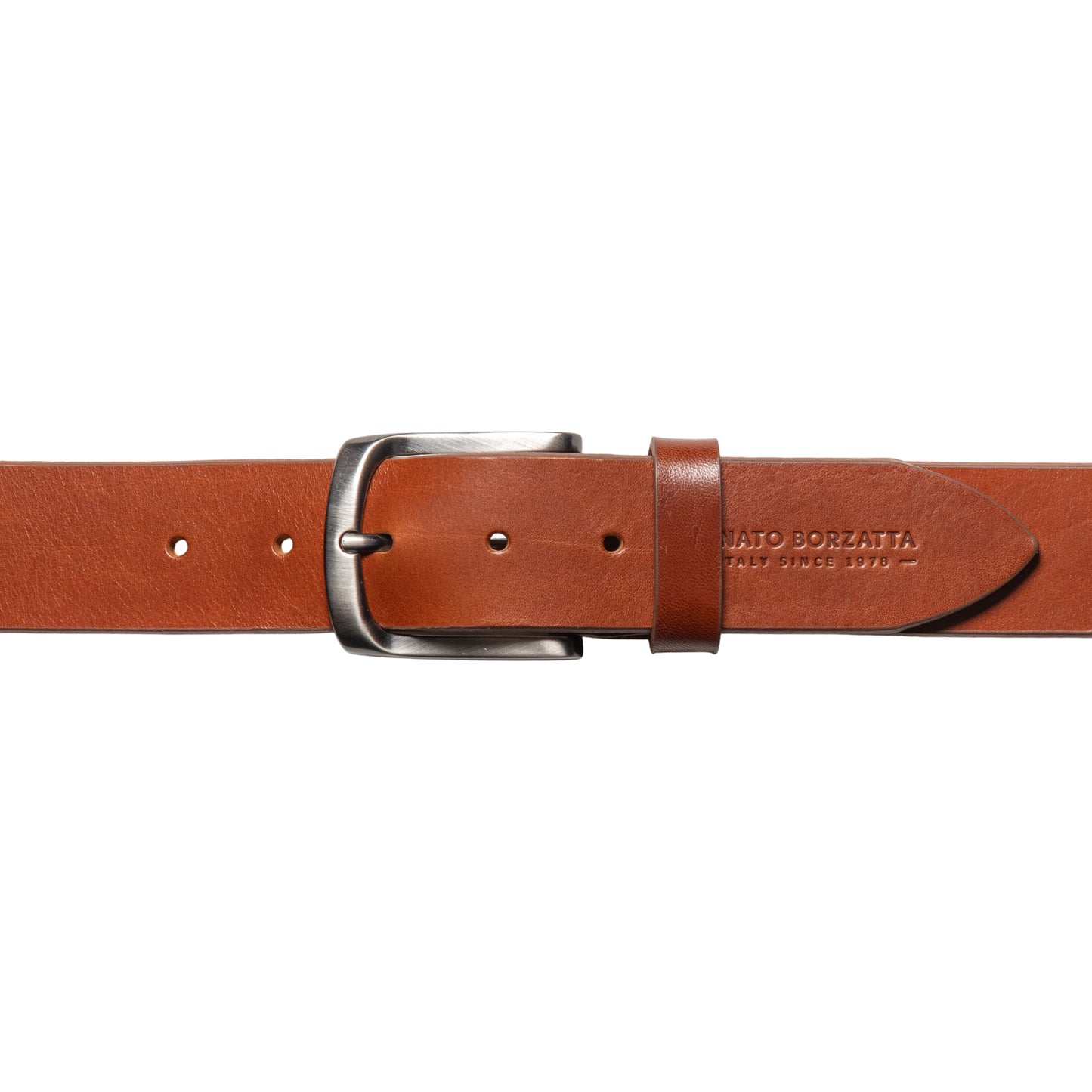 RB4027S | Cintura Uomo Made in Italy in Vero Cuoio Conciato al Vegetale. Fibbia in finitura Canna di Fucile Satinato. Colore Cognac. Dimensioni: cm 125 x 4,0 x 0,5 (giro vita cm 110)