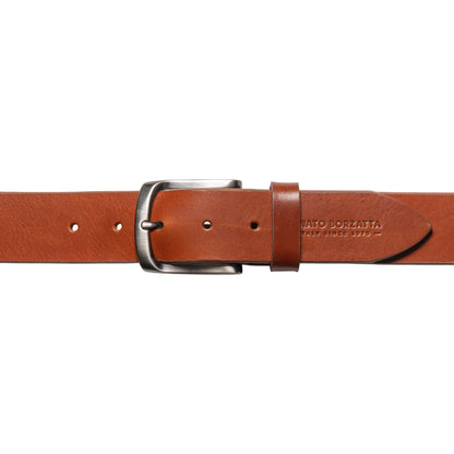 RB4027S | Cintura Uomo Made in Italy in Vero Cuoio Conciato al Vegetale. Fibbia in finitura Canna di Fucile Satinato. Colore Cognac. Dimensioni: cm 125 x 4,0 x 0,5 (giro vita cm 110)