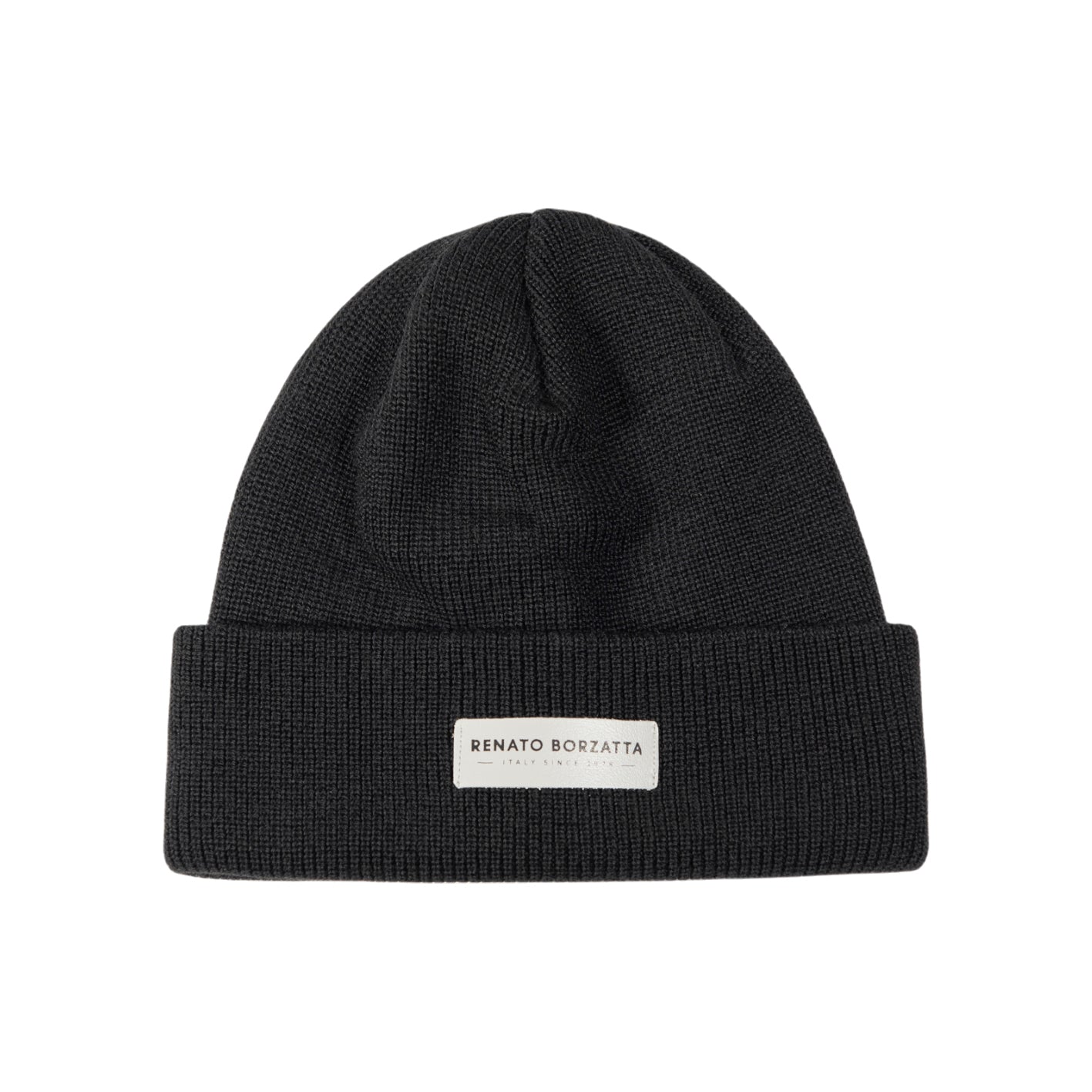 RB5001A | MONVISO Double-Layer Knit Hat in Wool Blend Made in Italy. Color: Black - One Size