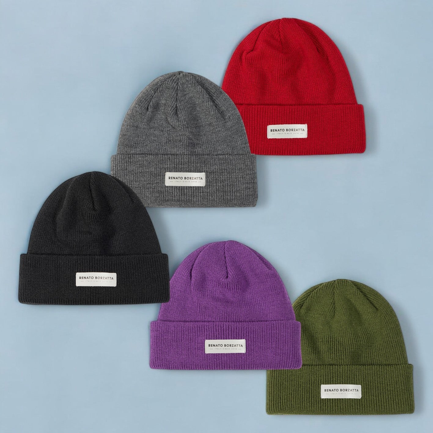 RB5001A | MONVISO Double-Layer Knit Hat in Wool Blend Made in Italy. Color: Black - One Size