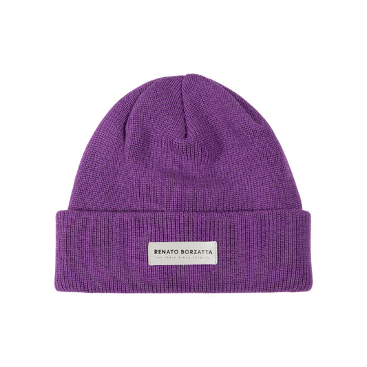 RB5001Y | MONVISO Double-Layer Knit Hat in Wool Blend Made in Italy. Purple - One Size