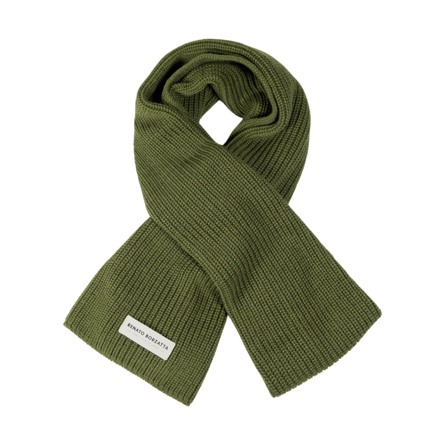 RB5002E | CERVINO Wool Blend Knit Scarf Made in Italy. Green - One Size
