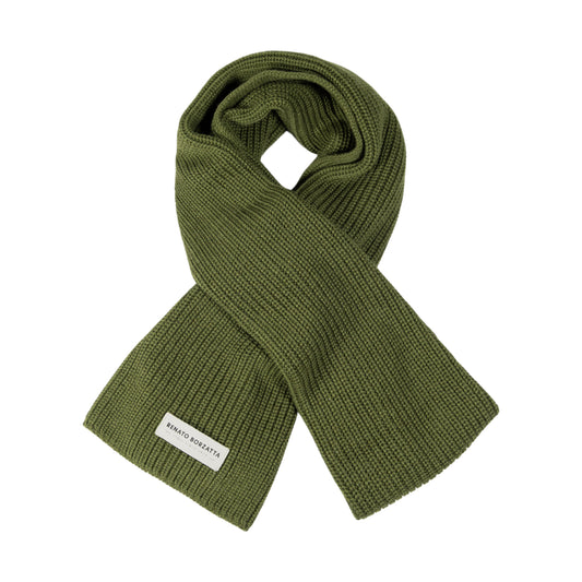 RB5002E | CERVINO Wool Blend Knit Scarf Made in Italy. Green - One Size