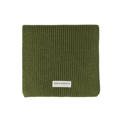RB5002E | CERVINO Wool Blend Knit Scarf Made in Italy. Green - One Size