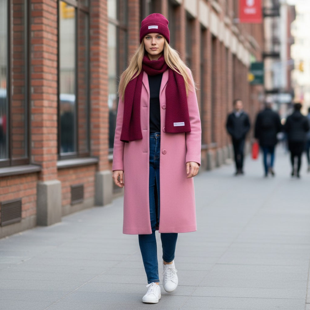 RB5002X | Sciarpa in Maglia CERVINO Misto Lana Made in Italy Col. Bordeaux
