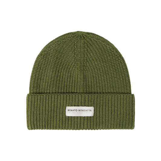 RB5003E | CERVINO Wool Blend Knit Hat Made in Italy. Green - One Size
