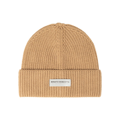 RB5003Z | CERVINO Wool Blend Knit Hat Made in Italy. Camel Color - One Size