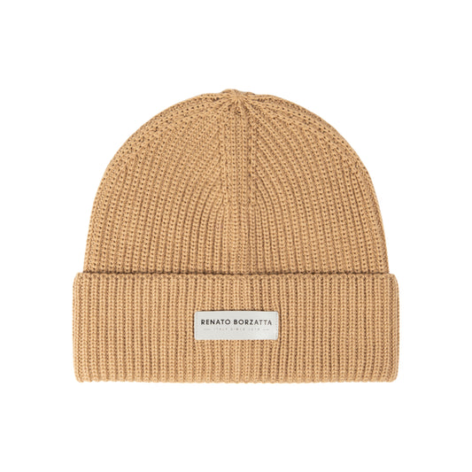 RB5003Z | CERVINO Wool Blend Knit Hat Made in Italy. Camel Color - One Size