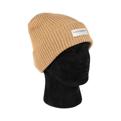 RB5003Z | CERVINO Wool Blend Knit Hat Made in Italy. Camel Color - One Size